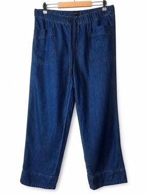 Talbots Denim Pull-On Pants LP Petite Blue Wide Leg